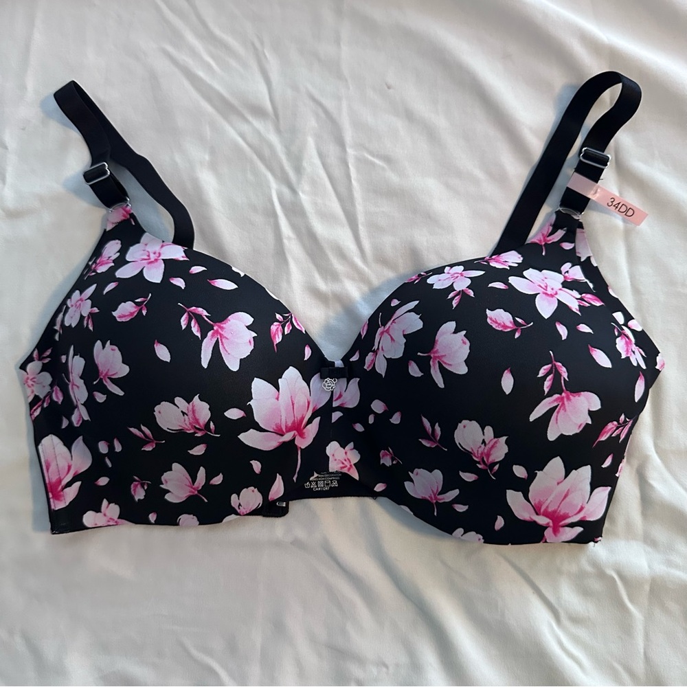 La Vie en Rose Sleekback Wireless Bra – Floral Print – Size 34DD